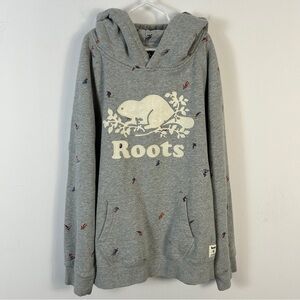 Roots Kids Heather Gray Hoodie with Multicolor Accents 13-14 Youth